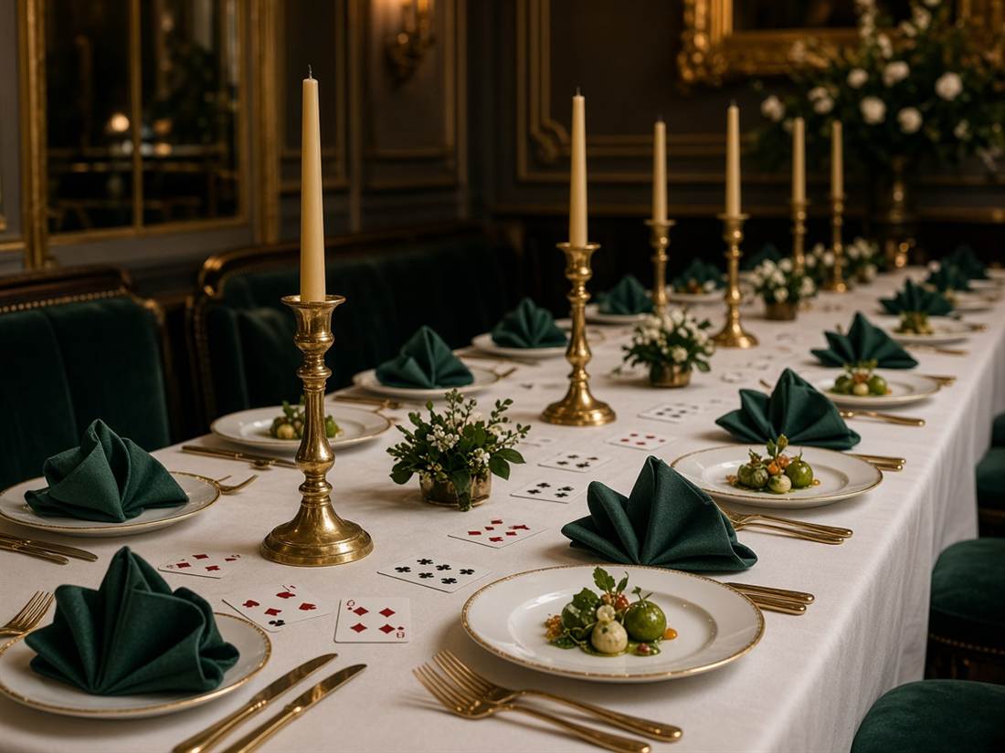 Grande table dressée pour une soirée casino privée TizzyGourmet